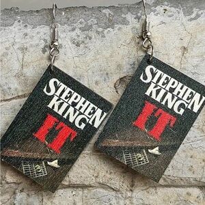 Halloween “IT” Clown Book Dangle Earrings Witch Spooky Scary